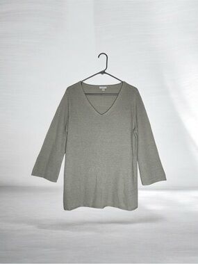J. Jill Women’s V-neck Knit Top in Light Sage Size L